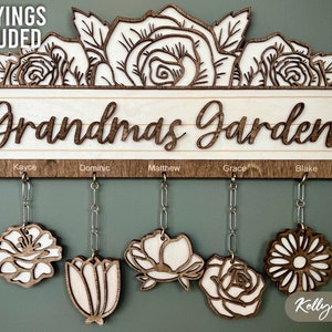 BUNDLE: Personalized Grandma Garden Moms Best Blooms Sign, SVG | Gift for Mom, Inspirational Mom Grandma Sign Glowforge File Laser Cut File