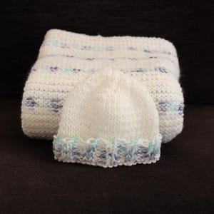 Hand knit baby blanket - winter lights