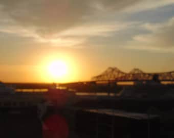 Sunset over the Mississippi River in New Orleans