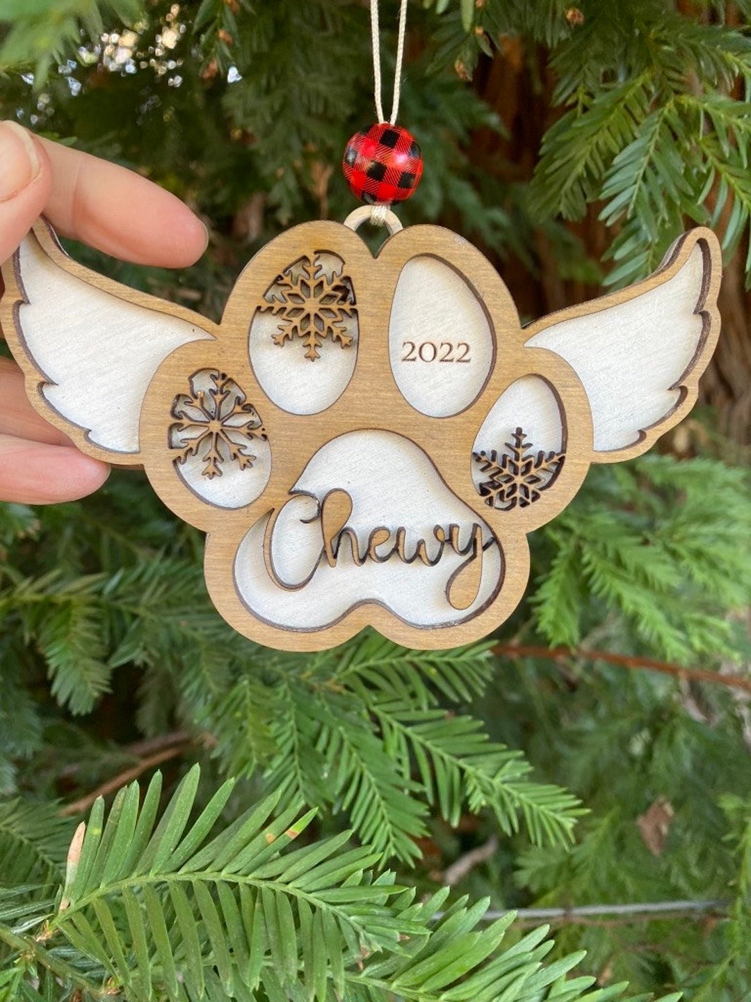 Personalized Pet Memorial Christmas Ornament Wood Ornament Winged