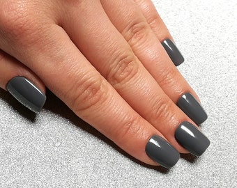 Dark Grey Nails Etsy Dark Grey Nails Etsy