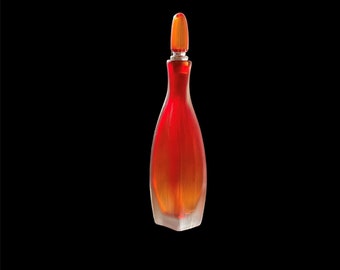Exquisite Paolo Venini Vertical Incisi Glass Bottle with Stopper 1950s