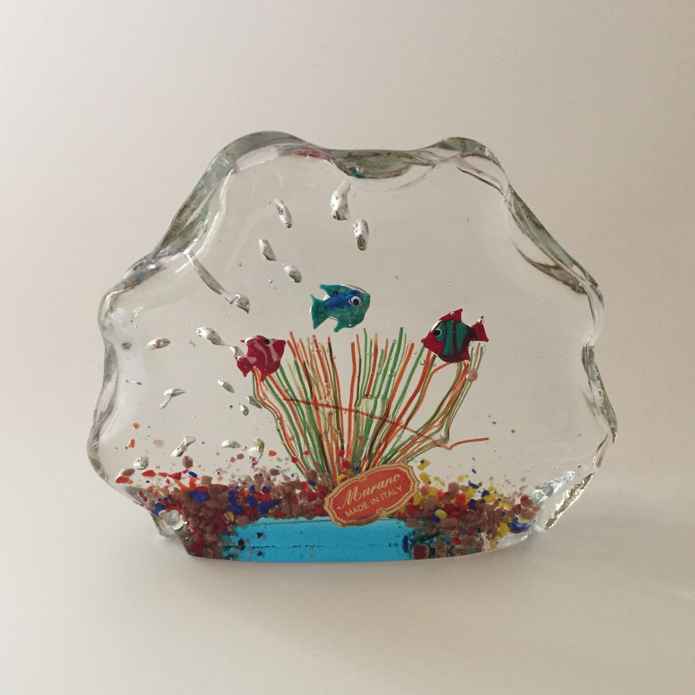Vintage Murano Art Glass 3 Fish Aquarium Paperweight 1970s Etsy