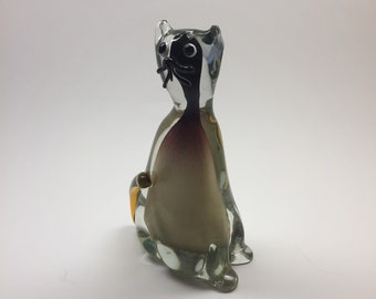 Vintage Murano Stylized Glass Cat Attr Archimede Seguso 1950s