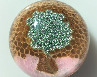 Murano tree with honeycomb glass paperweight