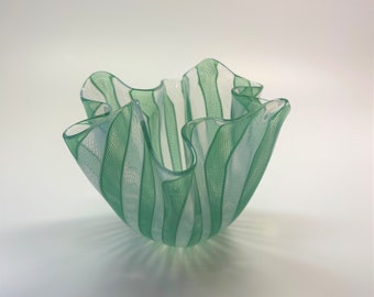 Paolo Venini Glass Fazzoletto Bowl, 1950s, Signed