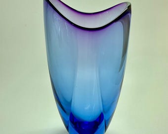 Don Gonzalez Amethyst/Ice Blue Hand Blown Glass Vase