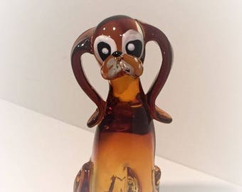 Perro de cristal de Murano attr Archimede Seguso