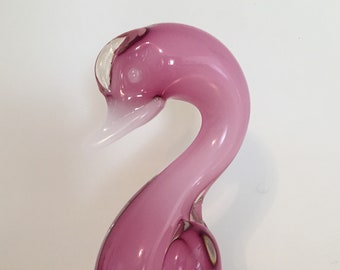 Precioso pato de pie en frambuesa y opalino blanco Attr Archimede Seguso