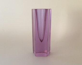 Neodymium Glass Faceted Vase Mid-Century Murano