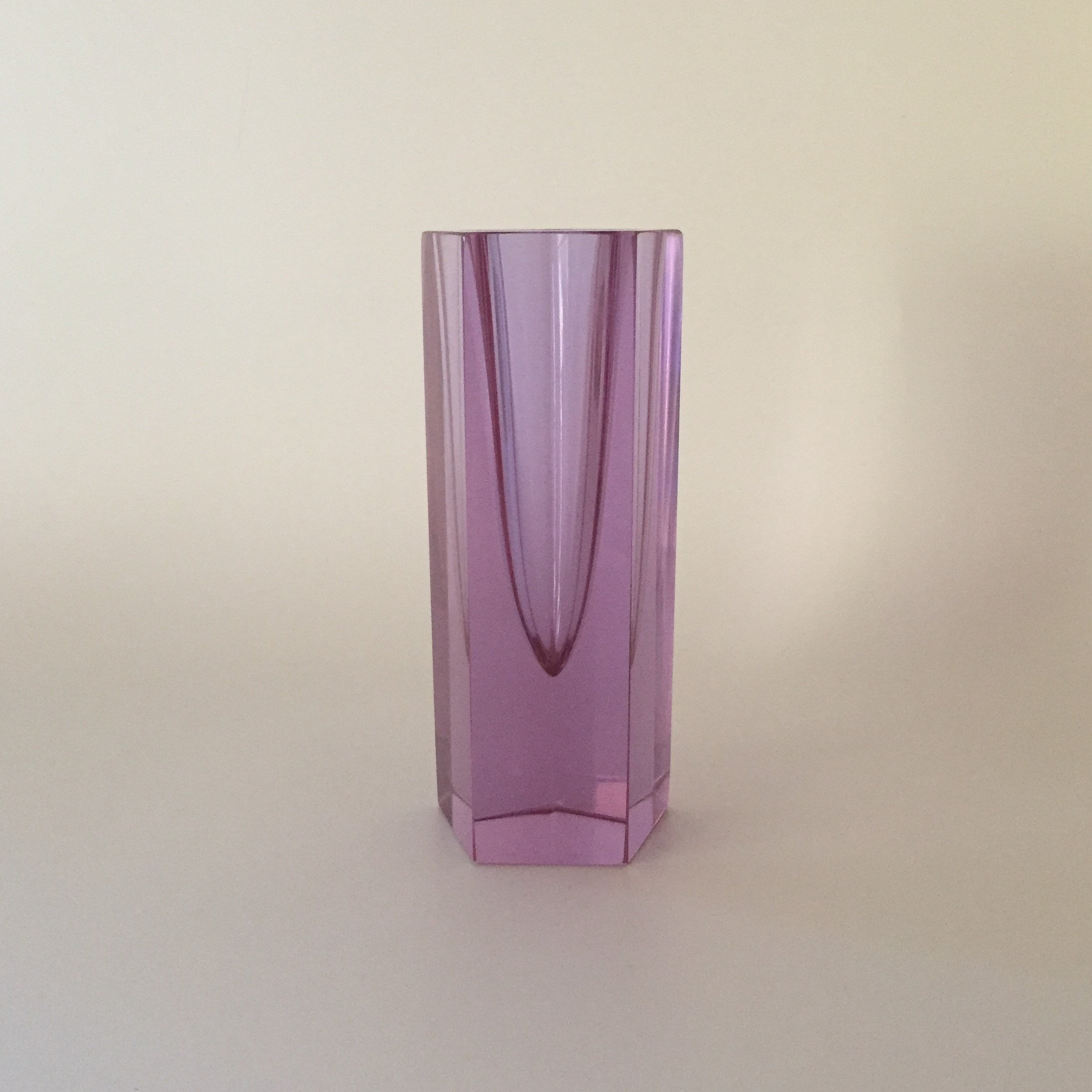 Neodymium Glass Faceted Vase Mid-Century Murano