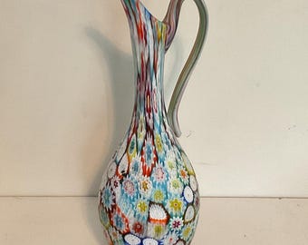 Vintage Murano Glass Millefiori Pitcher by Fratelli Toso