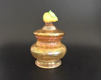 Salviati Vintage Glass Covered Jar with Pear Atop Lid 1890s