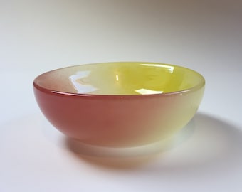 Archimede Seguso Vidrio de mediados de siglo Rosa y Amarillo Alabastro Sfumato Bowl 1950s