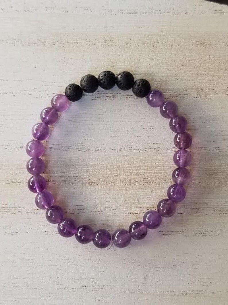 Essential Oil Diffuser Bracelet Amethyst /& Lava Bead Bracelet