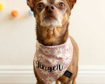 Daisy Dog Bandana, Spring Over the collar dog bandana, Floral Dog Scarf, Daisy Bandana for dogs, Personalized Dog Bandana, Easter, Spring