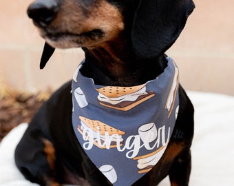 Personalized smores dog bandana, over the collar dog bandana, summer dog bandana, fall dog bandana, camping bandana