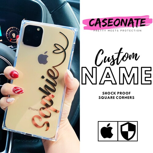 Personalise Clear Square Shockproof Iphone Case Iphone 8 Case Etsy