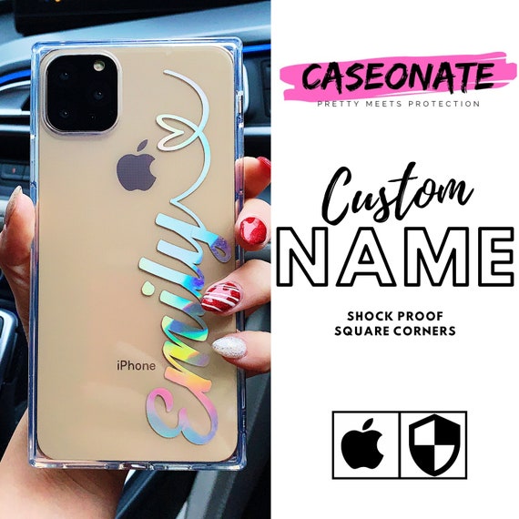 Personalise Clear Square Shockproof Iphone Case Iphone 11 Case Etsy