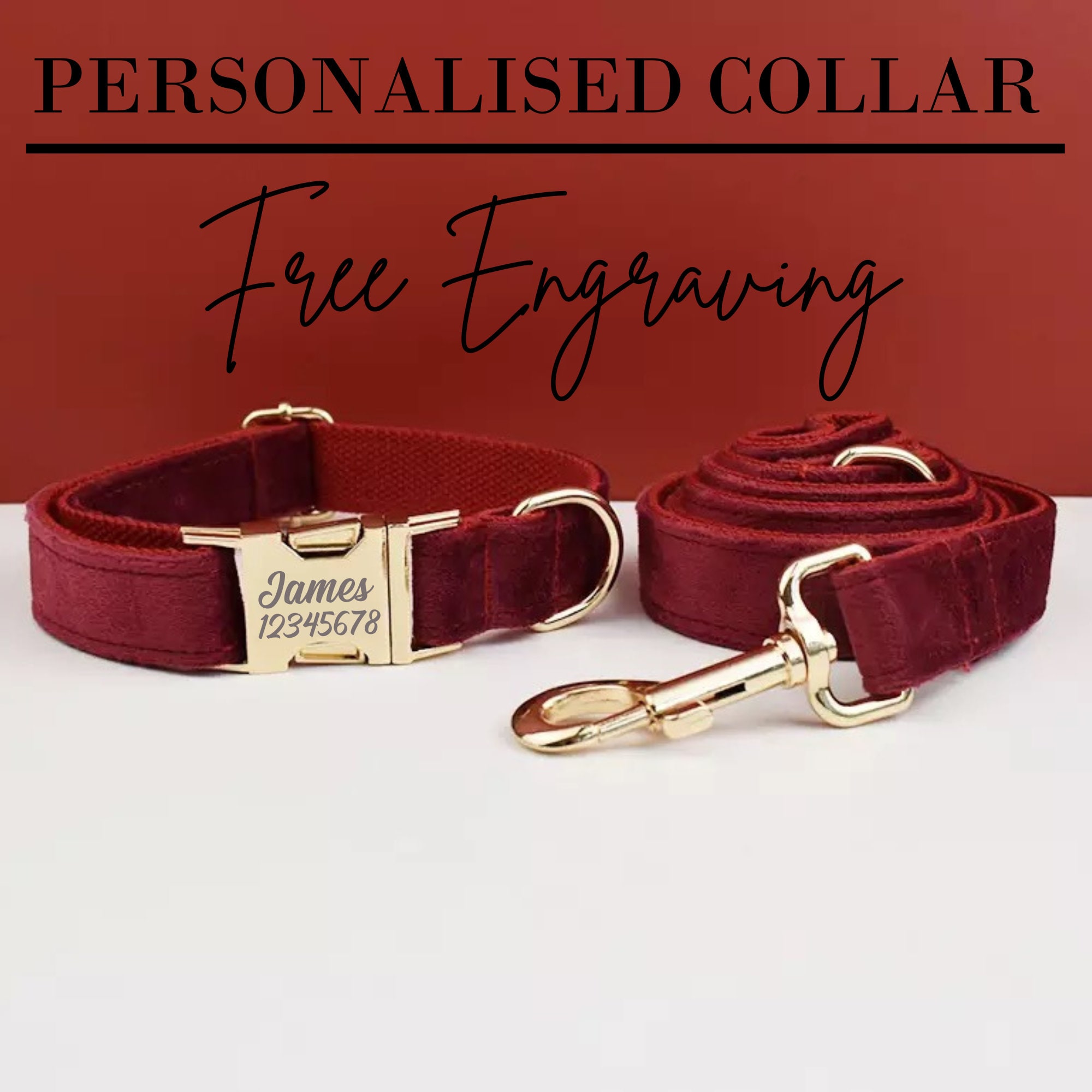 Luxury Leather Designer Dog Collar In XS, S, M, L, XL (Optional Leash  Available)