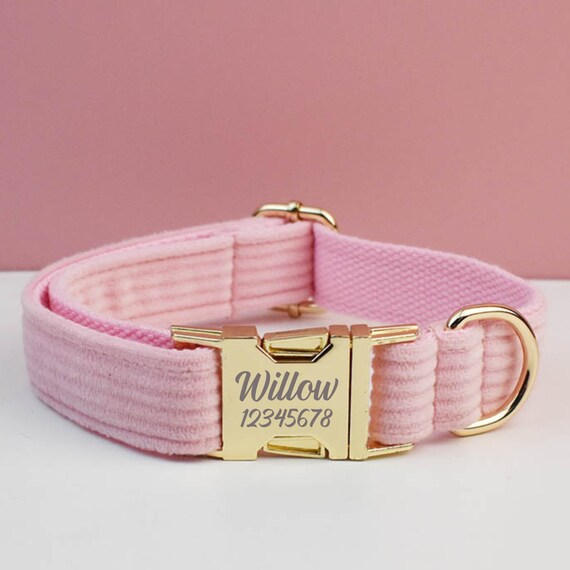 Luxury Designer Pink Monogram Dog Collar In XS, S, M, L, XL (Optional  Leash)