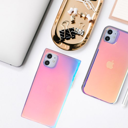 Holographic Nebula Square Shockproof Iphone Case Iphone 7 Case Etsy