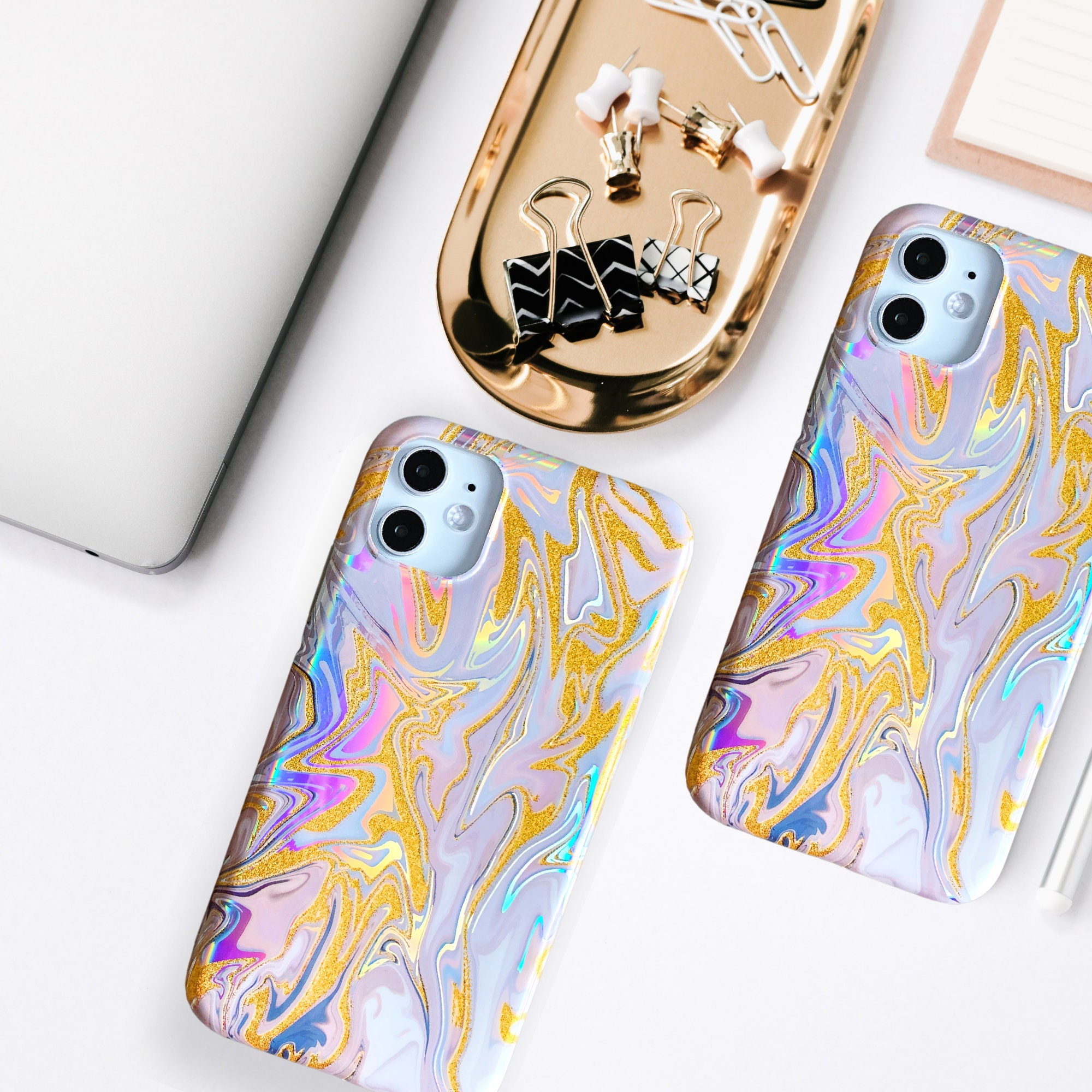 Marble Holographic Effect Iphone Case Iphone 7 Case Iphone 11 Etsy Uk