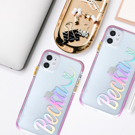 Personalised Clear Holographic Border Iphone Case Iphone 7 Etsy Personalised Clear Holographic Border Iphone Case Iphone 7 Etsy
