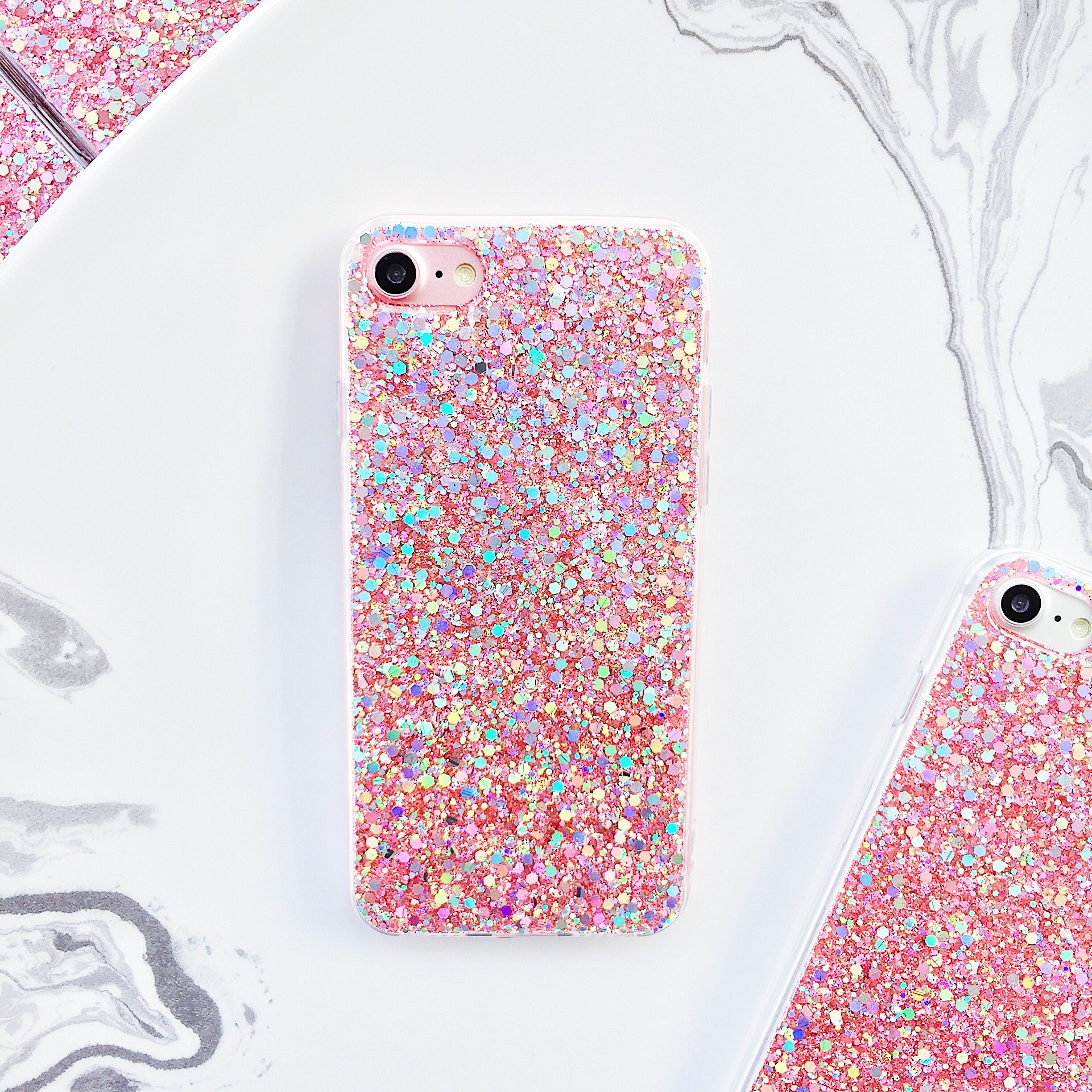 Holographic Pink Glitter Splash Iphone Case Iphone 11 Case Etsy