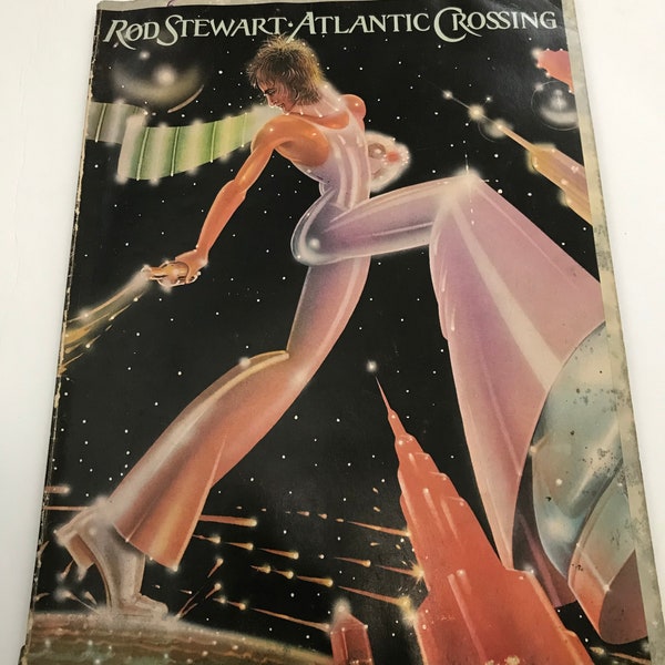 Rod Stewart-Atlantic Crossing-1976 Songbook for Piano Vocal Guitar-OOP Condition:As Is Water Damage Legible and Collectible Memorabilia