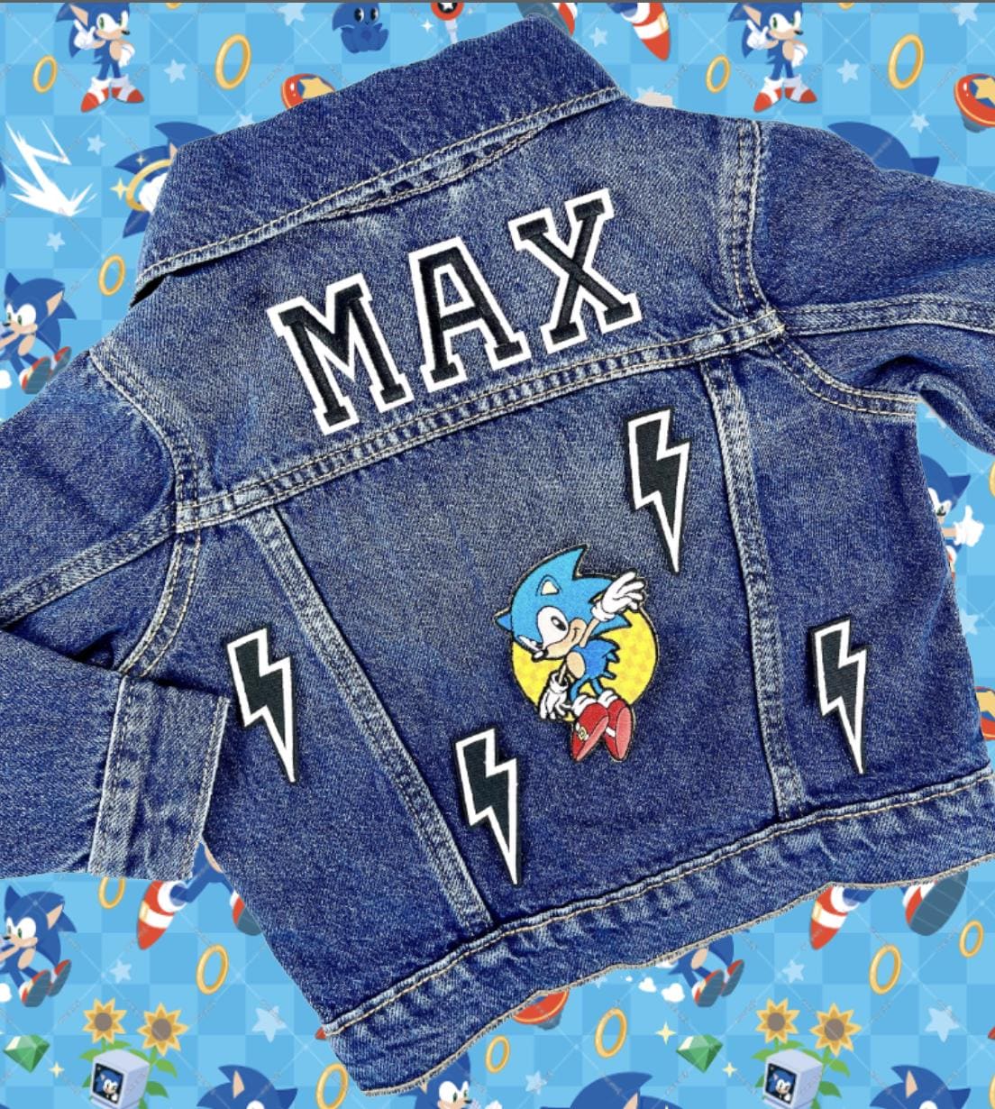 Personalized Custom Jean Denim Name Jacket Chenille, Letter Baby