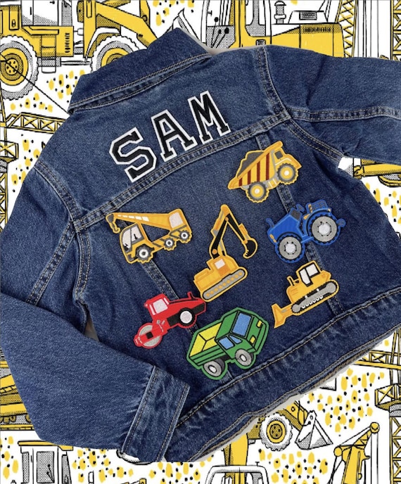 Personalized Custom Jean Denim Name Jacket, Chenille, Letter, Baby