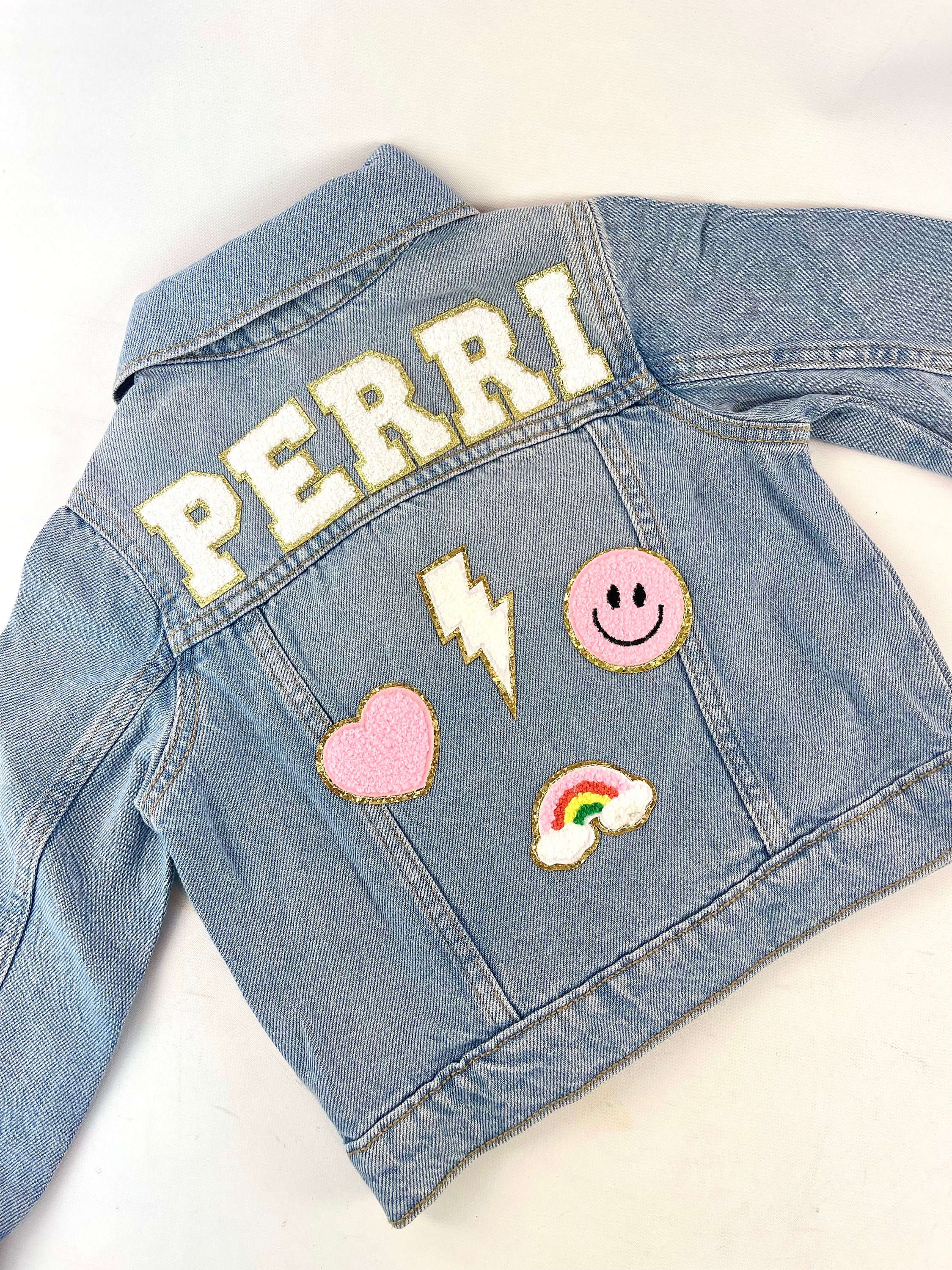 PERSONALIZED KIDS Denim Jackets Embroidered Rocket Rainbow 