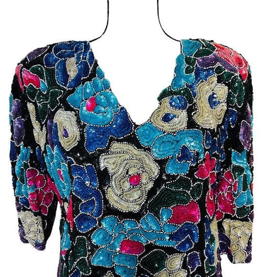 Frank Usher vintage sequins & beaded top - image 2