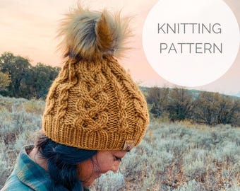 Patrón de gorro Yampa (2 tallas) - Diseño de cable celta grueso (descarga en PDF)