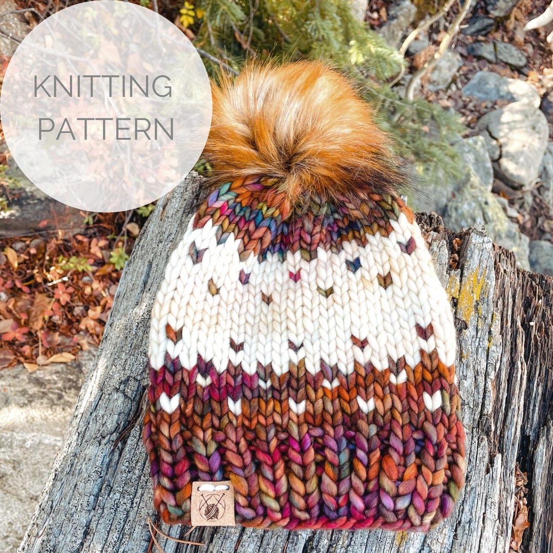 KNITTING PATTERN - Easy Beginner Colorwork Beanie - Super Bulky ...