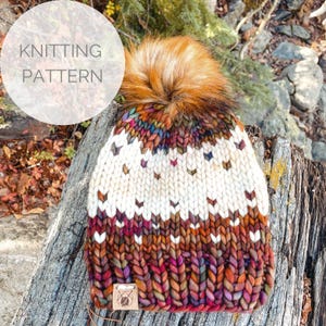 KNITTING PATTERN - Easy Beginner Colorwork Beanie - Super Bulky Fairisle Knit Beanie - Quick Knits for Market Prep - Winterfell 2.0 Beanie
