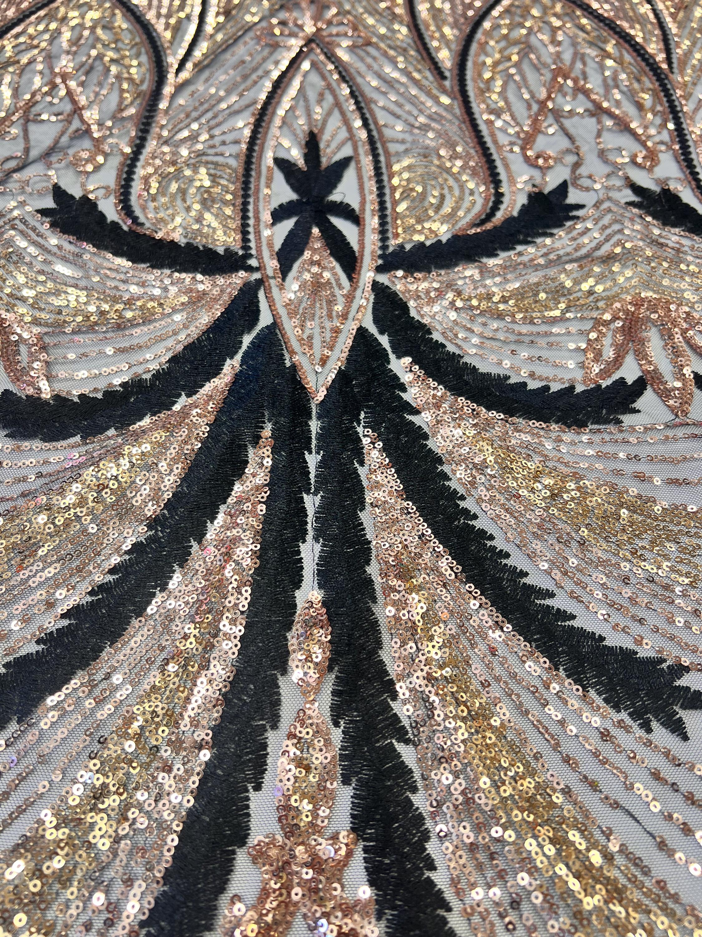 Border Design Unique Royal Pattern Sequin and Embroidery Design in Gold ...
