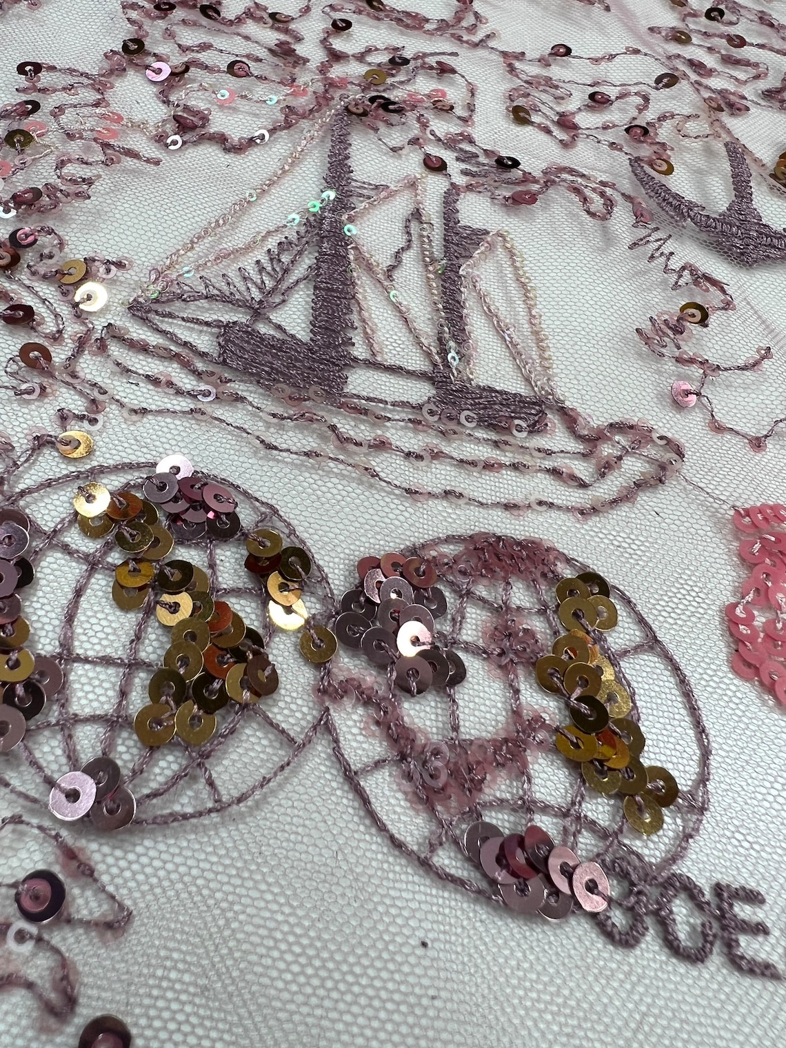 Old World Map Columbus Pattern Embroidery Fabric With Sequins. Etsy