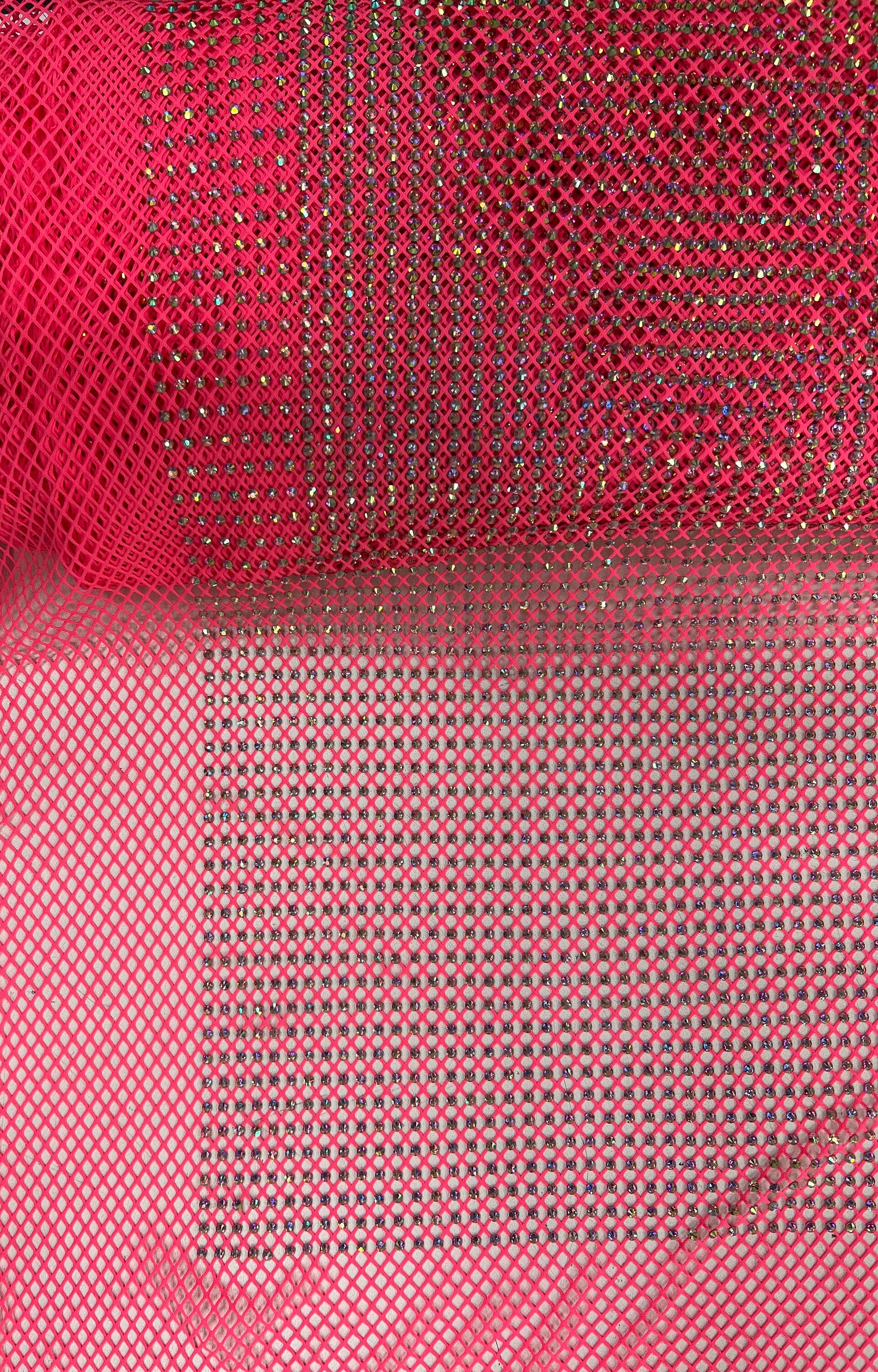 Fishnet Opacity Rhinestone Fishnet Rhinestone Fluorescent Hot Pink Fishnet With High Shine Glass ...