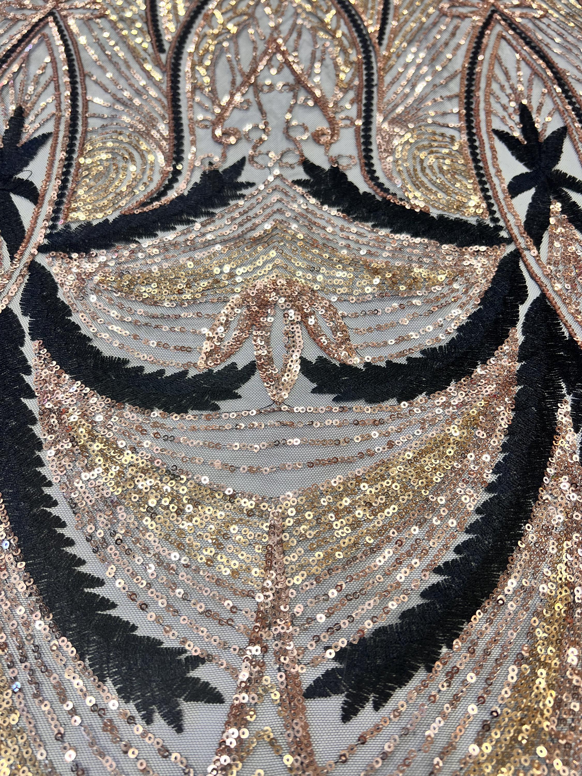 Border Design Unique Royal Pattern Sequin and Embroidery Design in Gold ...