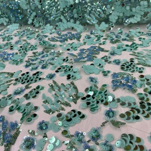 Large Matte Mint Green Sequin Fabric Photography Backdrop (.5 Inch Sequins)