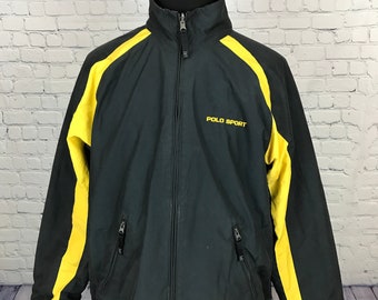 yellow polo bubble jacket