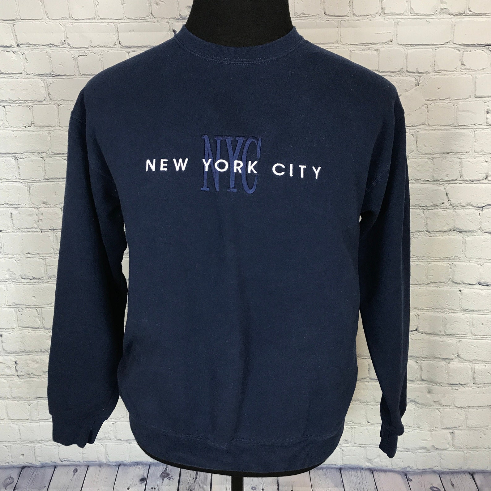 Vintage New York City Sweatshirt M Navy Pullover Embroidered | Etsy