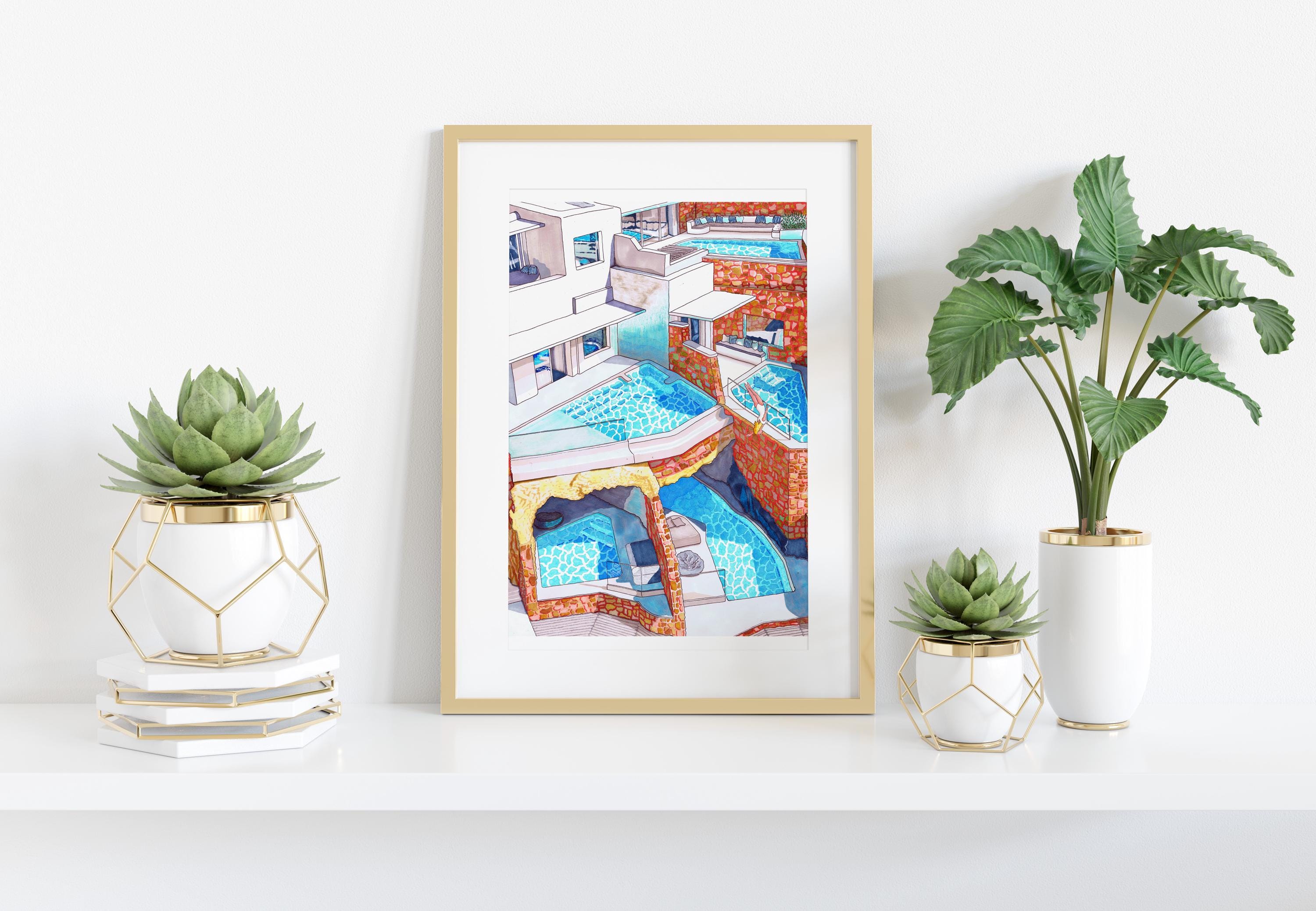 Glass Gainer (santorini Swimming Pools) A3 Giclee - Etsy
