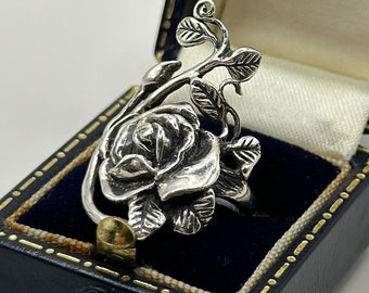 Vintage 925 Silver Rose Ring size M1/2