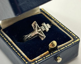 Vintage Sterling Silver Cross Ring, UK Size M1/2