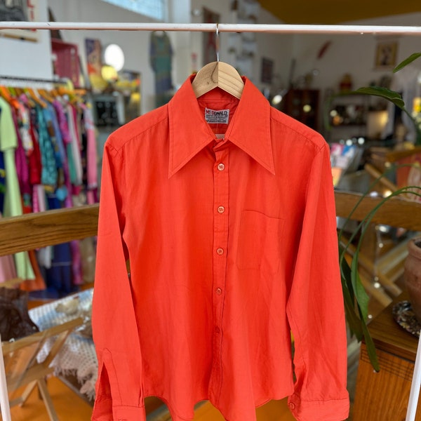 70s Orange Dagger Collar Shirt