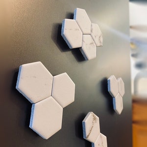 Hexagon Magnet Marble Finish Geometric Mid Century Modern Magnet Set Office Magnet Dorm Room Stylish Minimalist Magnet Cute Fridge Magnets
