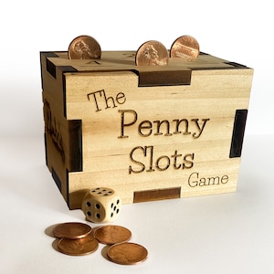 Gioco di dadi, gioco di slot Penny fatto a mano, divertente gioco di sbarazzarsi delle monete per vincere, gioco da bar, gioco di legno, gioco di lasciar cadere il tuo penny, regalo da bere, gioco di scatole di penny